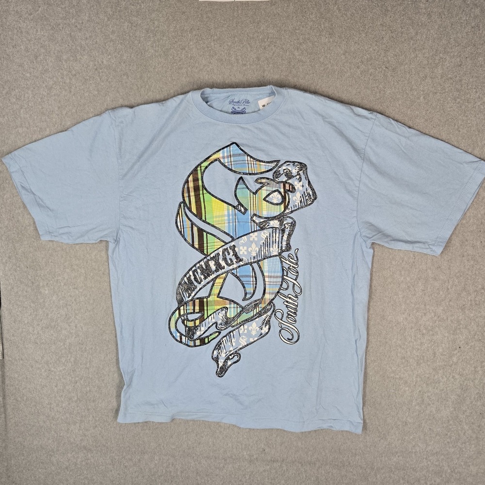 South Pole Men Shirt XL Blue Y2K Graphic Anchor Signature Series Streetwear